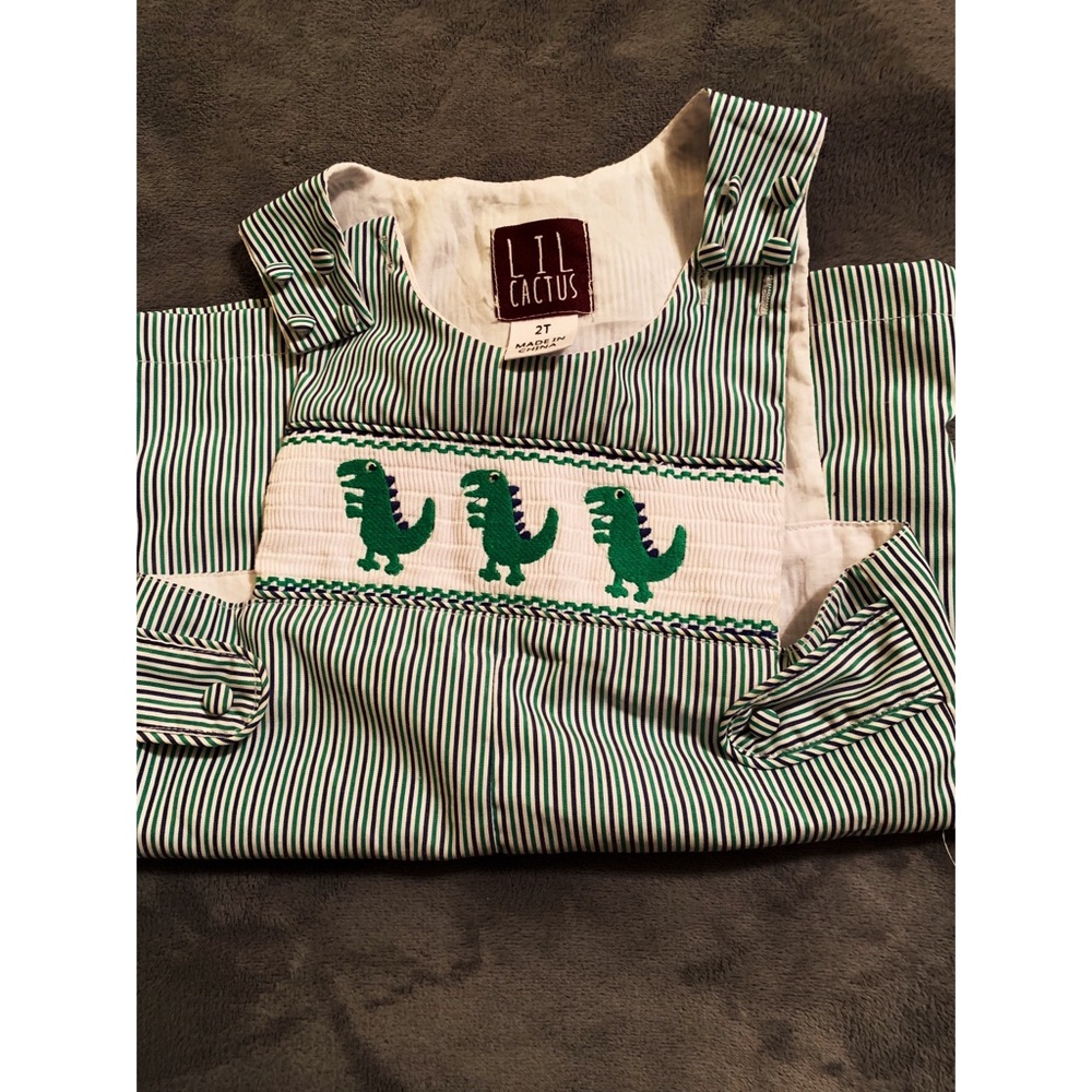 Lil Cactus Dinosaur Shortalls size 2t